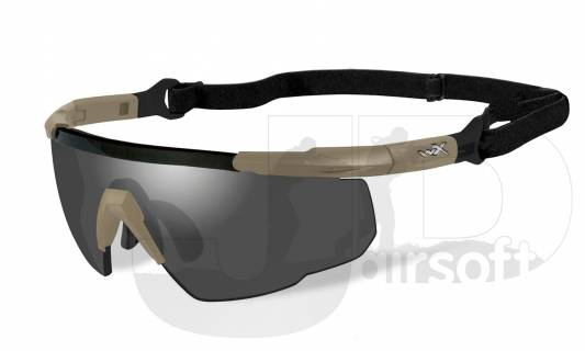 Wiley X Saber Advance Glasses - Tan Frame /Grey/Clear/Rust